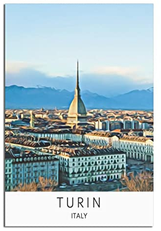 Vintage Italien Turin Reiseposter Leinwand Kunst Poster Geschenk Wanddekoration Malerei Poster Dekorative Poster