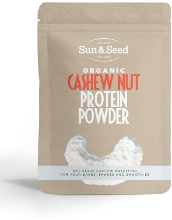 Organic Cashew Nut Protein Powder 300g by Sun & Seed – High in Protein & Fibre - Low in Fat - Plant Based Protein Powder - Made from 100% Organic Cashew Nuts - Vegan Friendly