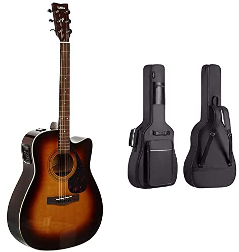 Yamaha FX370C Cutaway Chitarra Elettroacustica, Marrone Tabaco & CAHAYA Custodia per Chitarra Universale Imbottita con 2 Tasche