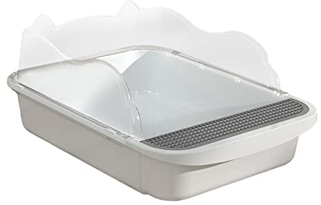 Colcolo Offene Haustier-Katzentoilette, hohe Seiten, verhindern das Auslaufen von Sand, Kätzchen-Katzenklo-Behälter, Sandkasten, Haustier-Katzenklo für kleine, 43x28x18cm Weiß