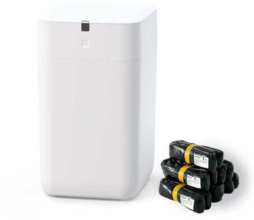 Airdeer Poubelle automatique intelligente 12 litres avec auto-scellage et changement auto des sacs, capteur de mouvement, poubelle sans contact avec couvercle avec 6 anneaux de recharge de sacs, A1,