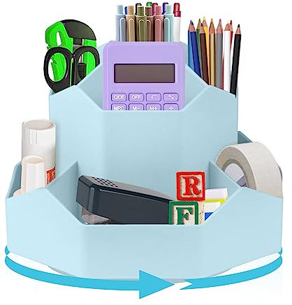 TUZHE Stiftehalter Schreibtisch Organizer 9 Fächer, Büro Stifthalter Multifunktionaler Schreibtisch Organizer für Stifte Büro Zuhause Schule Platzsparendes (Blau)
