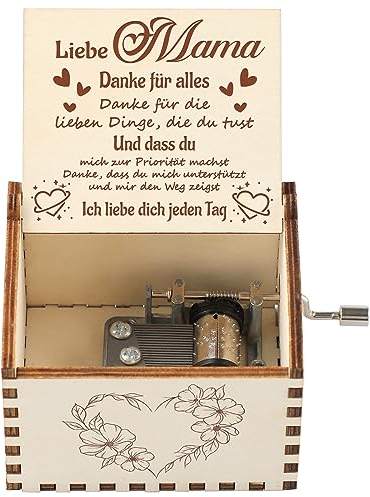 Blumuze Mama Geschenke, Muttertagsgeschenke Holz Hand Kurbel Spieluhr Weihnachten Geburtstag Geschenke für Mama, Mama Geburtstagsgeschenk,Sie sind Meine Sonnenschein Spieluhr für Mama Muttertag