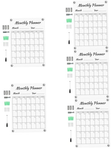 Operitacx 5 Sätze Monatlicher Plan Message Board Kalender Wochenplaner Tafel Whiteboard Staffelei Trocken Abwischbar Arbeitsdiagramm Diagrammpapier Für Lehrer Mahlzeit Dreidimensional Acryl