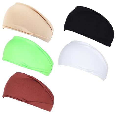 5 Stück Frauen Breites Haarband,Elastische Haarbänder,Schweiß-Haarbänder,Sport Yoga Kopfwickel Haarbänder,für Frauen Yoga Sport Workout Fitness Alltag Makeup(5 Farben)