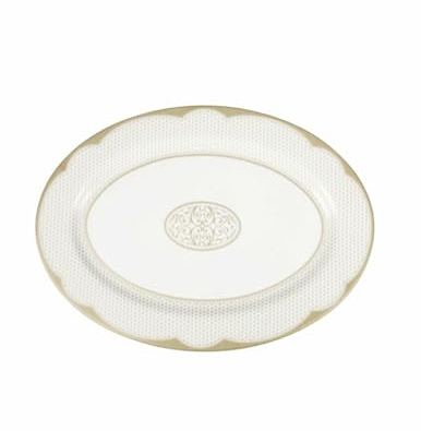 BRANDANI Vassoio Ovale Bianco e Oro Golden Eye In Porcellana