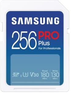 SAMSUNG Pro Plus 256GB SDXC Memory Card Up to 180MB/s Full HD and 4K UHD UHS-I C10 U3 V30 for Mirrorless DSLR Cameras and PC MB-SD256S/APC
