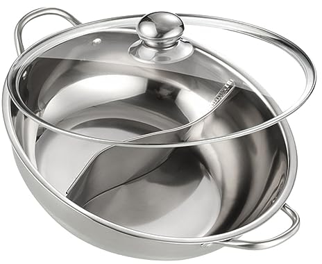 Zerodeko Marmite à Induction 34 Cm Marmite Divisée en Acier Inoxydable Soupe Rouge Facile à Nettoyer Commercial