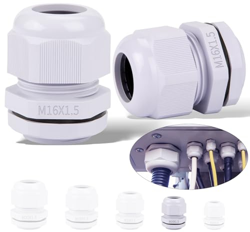 Ziamzra 20 Pezzi Passacavo Impermeabile M16 Pressacavi Elettrici Regolabile 4-8 mm Pressacavo IP68 Connettori Impermeabili con Guarnizioni per Giardino Esterno Scatola di Derivazione