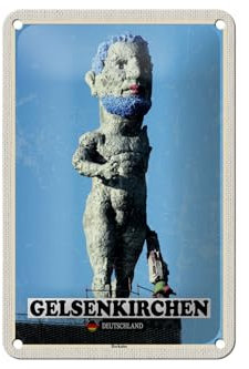 Femer Blechschild Städte Gelsenkirchen Herkules Skulptur 12x18cm Schild
