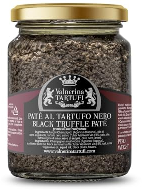 Valnerina Tartufi Paté mit schwarzer Trüffel Trüffelpaté | Pilzsauce Champignon, Trüffen, schwarze Oliven | Glas 90 gr.
