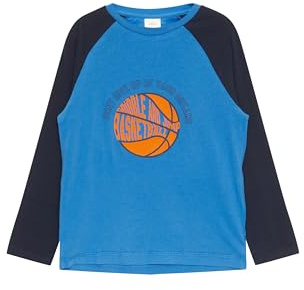 s.Oliver Jungen Langarmshirt mit Kontrastärmeln und Front-Print Raglanshirt mit Frontprint