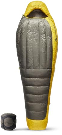 Sea to Summit - Spark Ultralight Down Sleeping Bag Regular (-9°C) - Mummy Shaped - Full Length - 850+ Loft Ultra-Dry Down - 3 Season - For Backpacking - Grey & Yellow - 730g