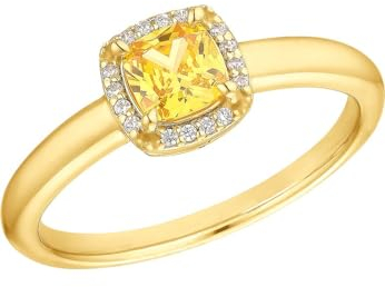s.Oliver Ring 925 Sterling Silber Damen Ringe, mit Zirkonia synth., Gold, Kommt in Schmuck Geschenk Box, 2037833