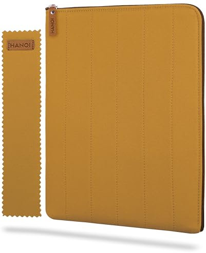 HANOI Collection® Lisboa™ Book Sleeve with Zipper, Book Protector, Book Pouch for paperbacks. Padded Book Cover for Hard Covers. Large Bookcase with Zipper, Hardcovers Protector (Yellow, Large)