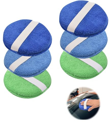 Éponge de Polissage de Voiture, 6 Pièces Éponge à polir à la Main en Microfibre Tampons D'applicateur de Cire de Voiture Tampon Polissage,pour Peinture,Cirage pour Voiture,au Lieu d'une Polisseuse