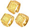 OIDEA Herren Offener Ring Gold: 3 Stück Ringe Set Band Siegelring Bandring Vergoldet Wohlstand Reichtum Glück Reich aus Messing Schmuck Geschenk für Männer Vater