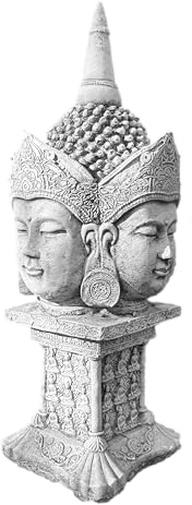 FABRIQ Viergesichtiger Buddha, Buddha Figur, Steinfigur, Feng Shui, witterungsbeständig, Gartenfigur, massiv, Zen-Garten 37 cm