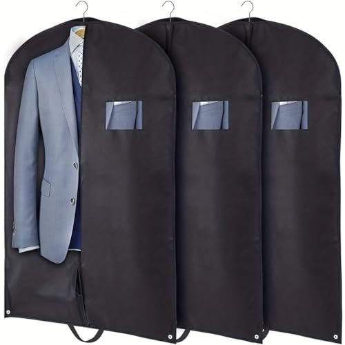 OUYUE Borsa Porta Abiti Borsa per Abiti da Viaggio in Tessuto Non Tessuto da 3 Confezioni con Finestra Trasparente per Cappotti Copriabiti Antipolvere