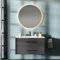 Planetmöbel LUX - Mueble de baño con lavabo (90 cm, espejo con iluminación redonda, 80 cm, función táctil), color dorado y antracita