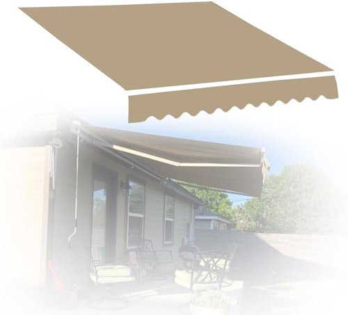 Tessuto di Ricambio per Tende da Sole Impermeabile 3x1.5m 3.5x2.0m 4.5x2.0m Tendone Parasole in Tela da Sole per Esterno Cortili Portici Finestre(3x2.0m)