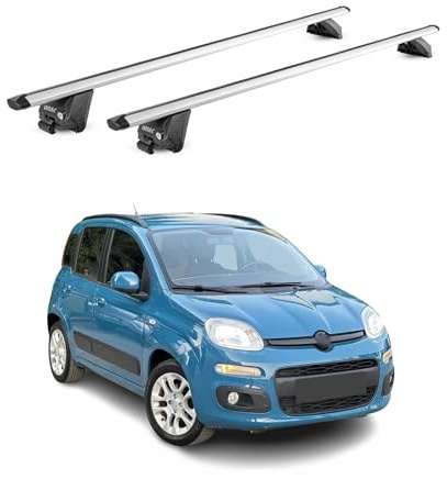 OMAC Dachträger für FIAT Panda 2012-2026 Aluminium Silber | TÜV geprüft, bis 100 kg Traglast, T-Nut-Befestigung, für integrierte Dachreling geeignet, Querträger, Grundträger