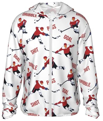 Ice Hockey Player Goal bianco protezione solare zip Up felpa leggera giacca a maniche lunghe per donne uomini, nero, XX-Large