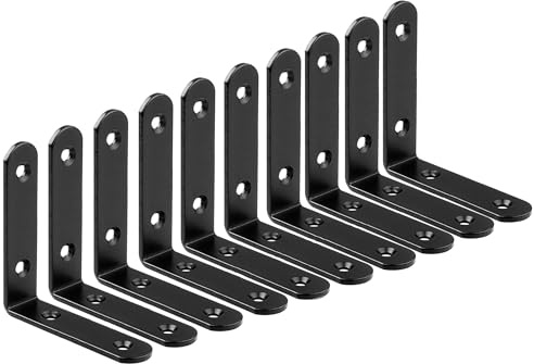 ZiYuya 10pcs Staffa angolare a L, Staffe Angolari con giunto ad angolo retto, Squadrette Angolari Per Legno Di 90°staffa di supporto Fissaggio angolare per Mobili, Scaffali, Sedie In Legno 65mm x 65mm