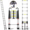 Telescopic Ladder 5m, Automatic Locking, Free Height Adjustment, Aluminum Ladder with 2 Hooks,Load 150kg, Lightweight and Durable