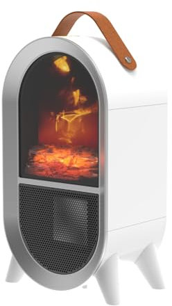 SmartAir Glow Heat Electric Heater in White - Customisable Temperature Room Heater - 4 Adjustable Levels - LED Flame - Quiet, Compact & Portable - Easy To Use - Built-In Safety Switch - Stylish Design