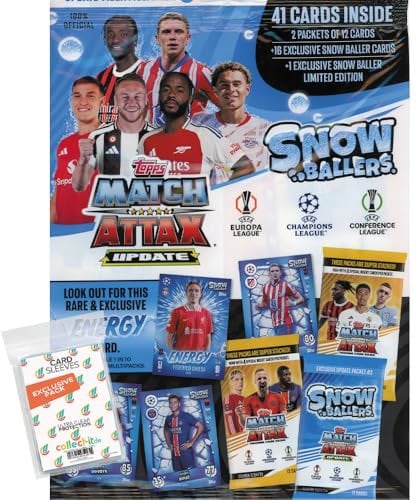 Lot de cartes à collectionner Match Attax Ligue des champions 2024/25, avec pochettes exclusives Collect-it (1 multipack Snow Ballers #3)