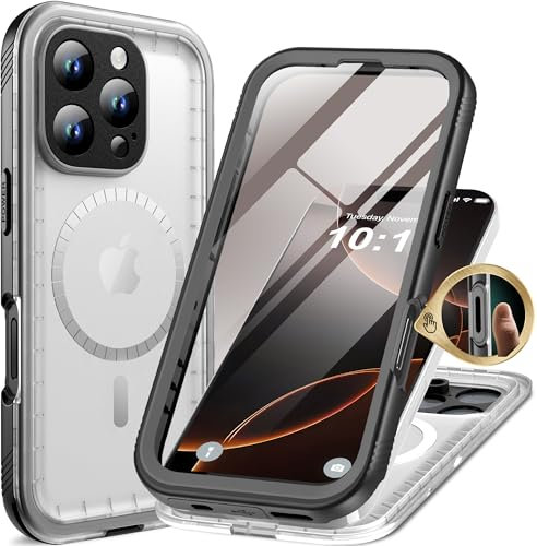 Cozycase Military Shockproof IP68 Waterproof Case for iPhone 13 Pro Compatible with MagSafe Clear Heavy Duty 360 Full Body With Screen Camera Protector Front Back Cover Dustproof Hard Tough Case