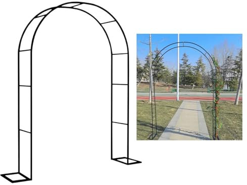 Arco da giardino in metallo per piante rampicanti, pergolato per rose, viti, pergola, arco per cortile, prato, patio, 1,4 x 2,3 x 0,4 m, nero
