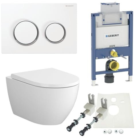Geberit Spülkasten Omega 82 cm Bartolo WC spülrandlos Betätigungsplatte WC Sitz SoftClose Set
