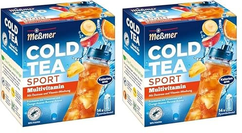 Meßmer Cold Tea Sport Multivitamin | mit Dextrose und Vitamin-Mischung | 14 Pyramidenbeutel | Glutenfrei | Laktosefrei | Vegan (Packung mit 2)
