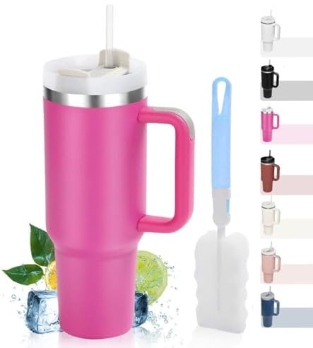 IFJA 40oz Tumbler with Straw and Handle – Premium Insulated Stainless Steel Travel Mug (1.2L) – Leakproof, BPA-Free, Dishwasher Safe – Keeps Drinks Hot 8H / Cold 12H – Bonus Cleaning Brush