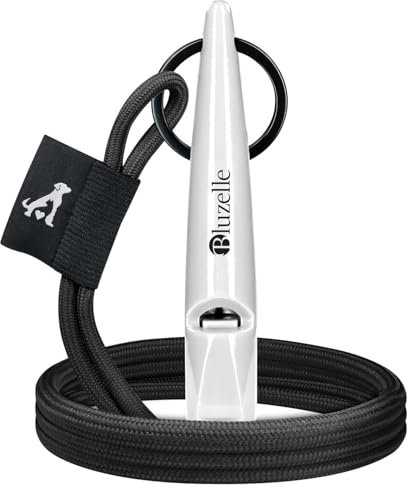 bluzelle Recall 5800 Profi Hundepfeife mit Band für Hundetraining, Pfeife aus BPA-freiem Kunststoff, Einstellbares Umhängeband aus Polyester, Genormte Frequenz 5800Hz, Hund Rückruf, Farbe:Weiß