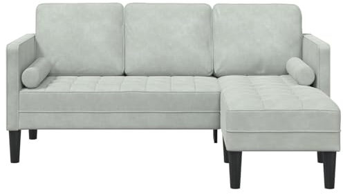 vidaXL 3-Sitzer Helles Graues Sofa | Ergonomisches Design | Fleckenresistent | Polyester | Bequeme Sitzgelegenheit | Für Wohnzimmer | Modern | Rechteckige Möbel | Für Innen