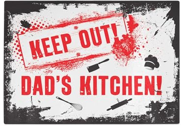 Keep Out! Dad's Kitchen Glas-Schneidebrett – Geschenke für Vater, lustige Geburtstagsgeschenke für Chef Papa von Sohn Tochter – Einzigartiges Vatertag Weihnachten Küche Geschenk Gadget – Groß