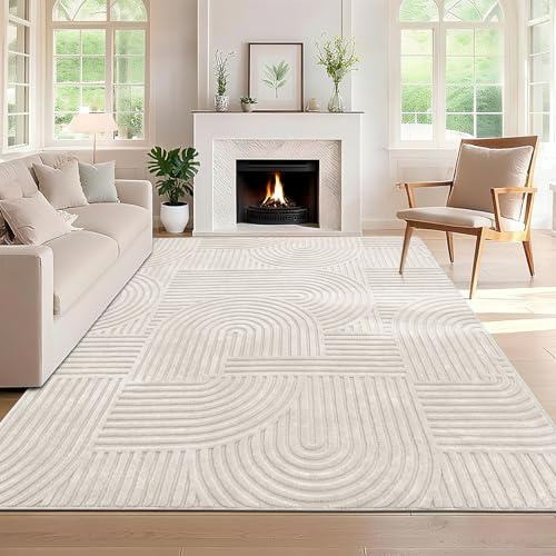 SHACOS Tappeti Moderni per Soggiorno Crema 160x230cm Tappeto Salotto Grande Morbido Antiscivolo Lavabile in Lavatrice Tappeti di Zona per Camera da Letto