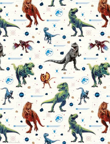 Jurassic World Rouleau de papier cadeau d'anniversaire Motif dinosaure 4 m