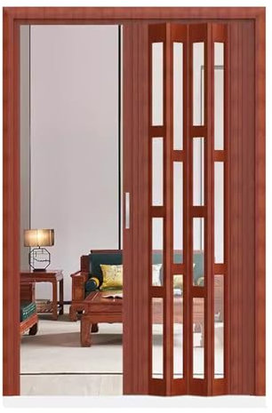 Porta scorrevole per corridoio, porta retrattile trasparente satinata, per bagno, lavanderia, patio e camper, design rustico a fisarmonica interna