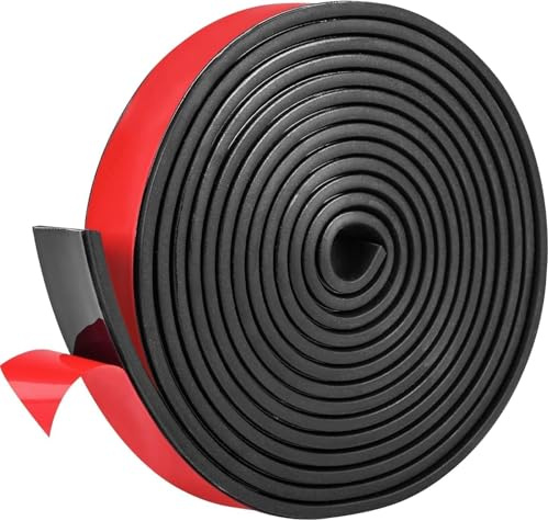 Bande Caoutchouc Adhesif 40mm*2mm*3m Autocollantes Rouleau Caoutchouc Plaque pour Joints Protection De Sol Anti-Vibration Antidérapant (25mm(B) x1.5mm(D) x3m(L))