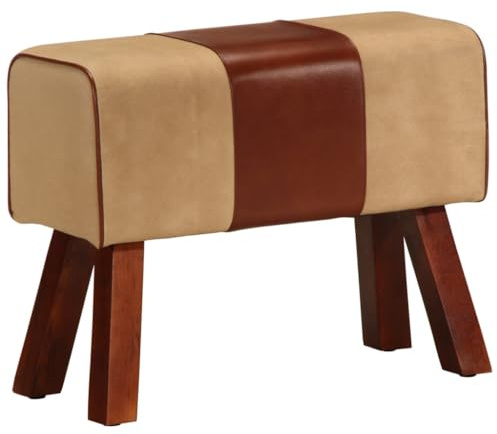 Generisch Sitzbank Turnbock-Design 58 cm Braun Echtleder Massivholz Mango,Möbel,Sitzbänke,Küchen- & Esstisch-Sitzbänke,7.22KG,320785