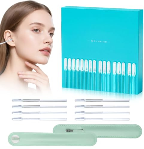 48 Pcs Sticky Ear Cleaning Sticks with 2 Pcs Double Headed Ears Pick, Sticky Ear Cleaning Buds, Reusable Resin Gel Earwax Removal Tool, Dry Ears Cleaner for Travel Home Use