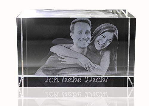 VIP-LASER | 3D | Glasfoto Kristall - Mit Deinem Familienfoto in 3D graviert | 2 Personen/Tiere in 3D | Das persönliche Geschenk für die Ewigkeit wie Geburtstag, Valentinstag oder Weihnachten!