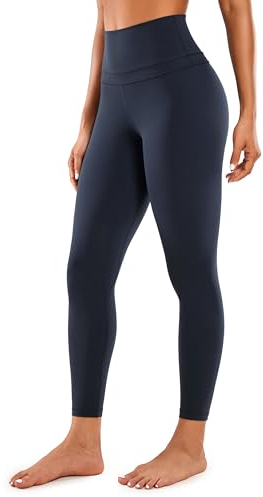 CRZ YOGA Damen Naked Feeling Sport Leggings High Wasit Sporthose Yogahose Blickdicht Lange Yoga Leggins - 64cm Marine 40