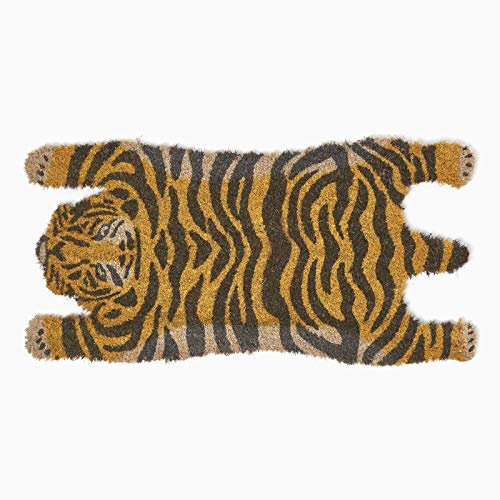 Homescapes Türmatte Tiger aus Kokos-Fasern, rutschfeste Schmutzfangmatte für den Innenbereich, Kokosmatte, 74 x 37 cm