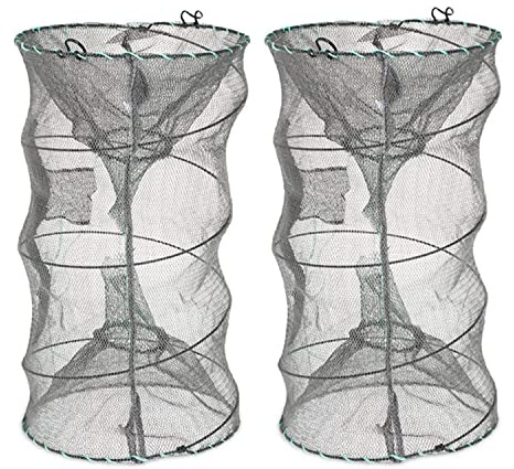 Fishing Bait Trap,2 Packs Crab Trap Minnow Trap Crawfish Trap Lobster Shrimp Collapsible Cast Net Fishing Nets Portable Folded Fishing Accessories,12.6X20.1inches