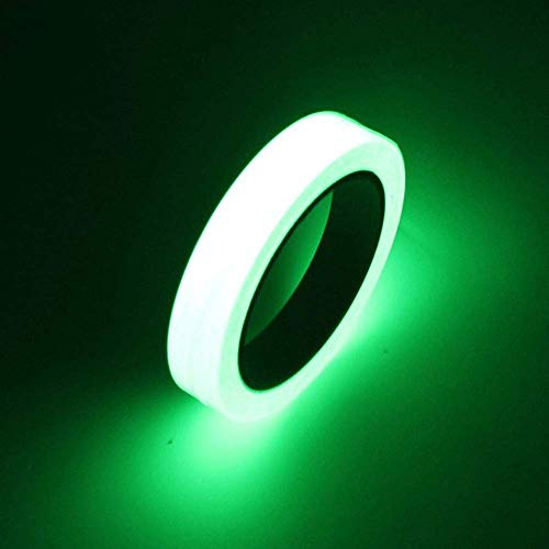 GTIWUNG 10Mx1CM Ruban Autocollant Fluorescent, Glow in The Dark Tape, Ruban Adhésif Lumineux Vert Brillant Phosphorescent de Sécurité, Amovible, Imperméable à l'eau, Photoluminescent
